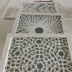 Geometric Gray and White Wall Art Set